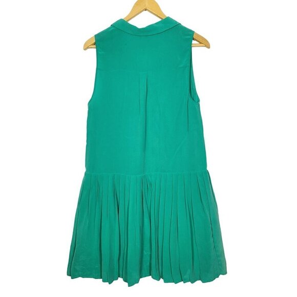 JOIE Women's 100% Silk Crepe Green Pleated Skirt Dress Size Small - Picture 9 of 12